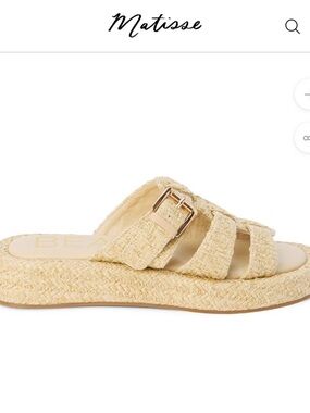 Matisse Beach Ciao Fisherman woven Straw Braided Slide with Gold Buckle 8